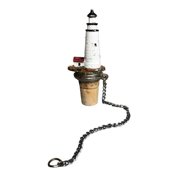 WTU Lighthouse Bottle Stopper Wine Liquor with Chain 3.75" Vintage Nautical Deco - Picture 2 of 10